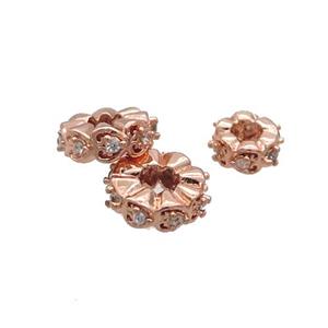 Copper Heishi Spacer Beads Pave Zircon Rose Gold, approx 6mm [FN33221-6MM]