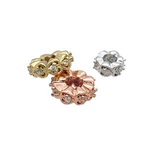 Copper Heishi Spacer Beads Pave Zircon Mixed, approx 6mm [FN33222-6MM]