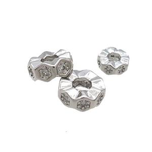 Copper Heishi Spacer Beads Pave Zircon Platinum Plated, approx 8mm [FN33223-8MM]