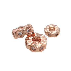 Copper Heishi Spacer Beads Pave Zircon Rose Gold, approx 6mm [FN33225-6MM]