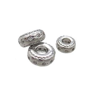 Copper Rondelle Spacer Beads Pave Zircon Platinum Plated, approx 6mm [FN33227-6MM]