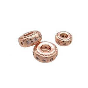 Copper Rondelle Spacer Beads Pave Zircon Rose Gold, approx 8mm [FN33229-8MM]