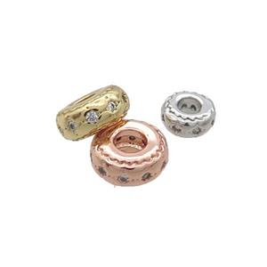 Copper Rondelle Spacer Beads Pave Zircon Mixed, approx 6mm [FN33230-6MM]