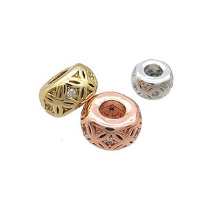 Copper Rondelle Spacer Beads Pave Zircon Mixed, approx 6mm [FN33234-6MM]