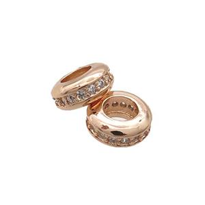 Copper Rondelle Spacer Beads Pave Zircon Rose Gold, approx 8mm [FN33237-8MM]