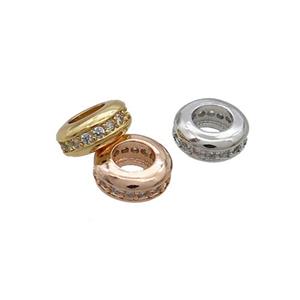 Copper Rondelle Spacer Beads Pave Zircon Mixed, approx 6mm [FN33238-6MM]