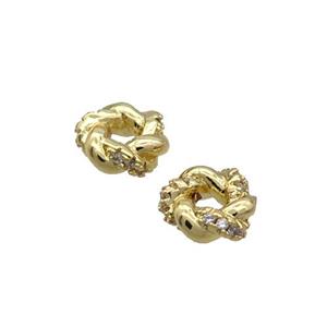 Copper Rondelle Spacer Beads Pave Zircon Gold Plated, approx 8mm [FN33240]
