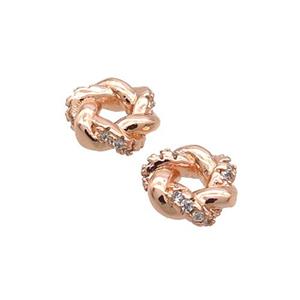 Copper Rondelle Spacer Beads Pave Zircon Rose Gold, approx 8mm [FN33241]