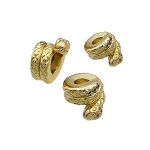 Copper Snake Beads Pave Zircon Gold Plated, approx 8mm [FN33244-8MM]
