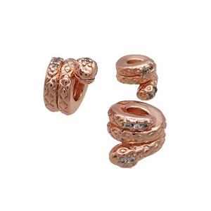 Copper Snake Beads Pave Zircon Rose Gold, approx 8mm [FN33245-8MM]