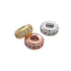 Copper Rondelle Spacer Beads Pave Zircon Mixed, approx 8mm [FN33250]