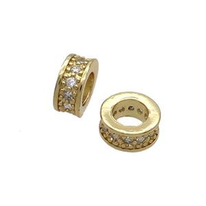 Copper Heishi Spacer Beads Pave Zircon Gold Plated, approx 8mm [FN33252]