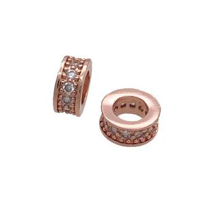 Copper Heishi Spacer Beads Pave Zircon Rose Gold, approx 8mm [FN33253]