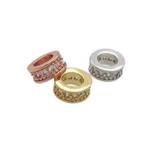 Copper Heishi Spacer Beads Pave Zircon Mixed, approx 8mm [FN33254]