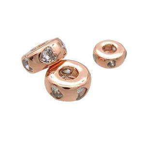 Copper Rondelle Spacer Beads Pave Zircon Rose Gold, approx 6mm [FN33257-6MM]