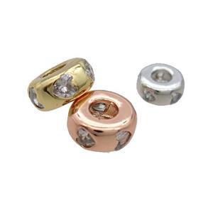 Copper Rondelle Spacer Beads Pave Zircon Mixed, approx 8mm [FN33258-8MM]