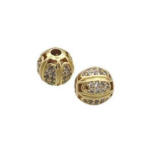 Copper Round Beads Pave Zircon Gold Plated, approx 8mm dia [FN33262]