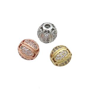 Copper Round Beads Pave Zircon Mixed, approx 8mm dia [FN33264]