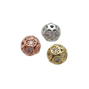 Copper Round Beads Pave Zircon Mixed, approx 6mm dia [FN33268]