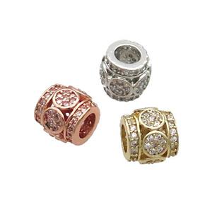 Copper Tube Beads Pave Zircon Large Hole Mixed, approx 8mm, 3.5mm hole [FN33296]