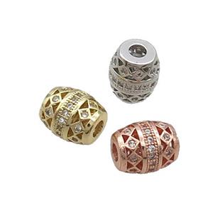 Copper Barrel Beads Pave Zircon Mixed, approx 7.5-8.5mm [FN33300]