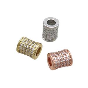 Copper Tube Beads Pave Zircon Large Hole Mixed, approx 7-8mm, 3mm hole [FN33318]