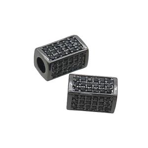 Copper Cuboid Beads Pave Black Zircon Large Hole Black Plated, approx 6-10mm, 3mm hole [FN33322]