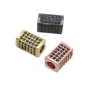Copper Cuboid Beads Pave Black Zircon Large Hole Mixed, approx 6-10mm, 3mm hole [FN33323]