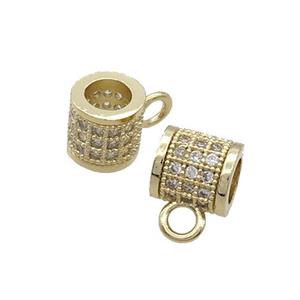 Copper Hanger Bail Pave Zircon Large Hole Gold Plated, approx 8mm, 5mm hole [FN33325]