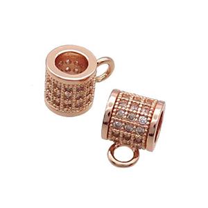 Copper Hanger Bail Pave Zircon Large Hole Rose Gold, approx 8mm, 5mm hole [FN33326]