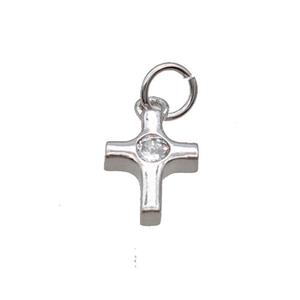 Copper Cross Pendant Pave Zircon Platinum Plated, approx 8-10mm [FN33328]