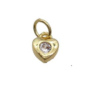 Copper Heart Pendant Pave Zircon Gold Plated, approx 6mm [FN33331]