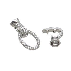 Copper Clasp Pave Zircon Platinum Plated, approx 11-15mm, 8mm [FN33353]