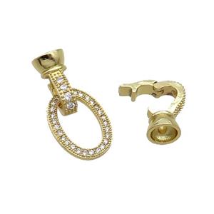 Copper Clasp Pave Zircon Gold Plated, approx 11-15mm, 8mm [FN33354]