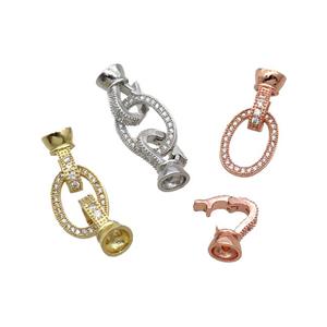 Copper Clasp Pave Zircon Mixed, approx 11-15mm, 8mm [FN33356]