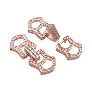 Copper Clasp Pave Zircon Rose Gold, approx 11-25mm [FN33359]