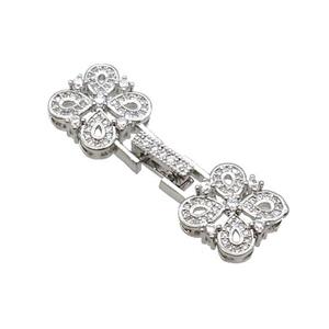 Copper Clasp Pave Zircon Platinum Plated, approx 13-40mm [FN33365]