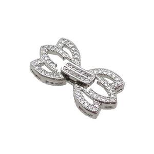 Copper Clasp Pave Zircon Platinum Plated, approx 12.5-23mm [FN33369]