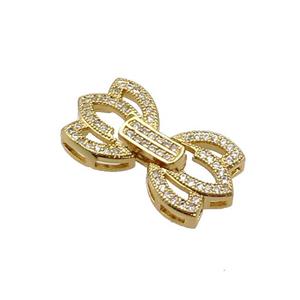 Copper Clasp Pave Zircon Gold Plated, approx 12.5-23mm [FN33370]