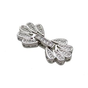 Copper Clasp Pave Zircon Platinum Plated, approx 13-28mm [FN33373]