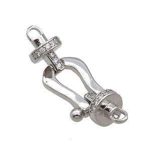 Copper Clasp Pave Zircon Platinum Plated, approx 9mm, 12-40mm [FN33377]