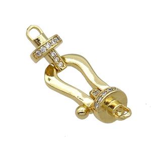Copper Clasp Pave Zircon Gold Plated, approx 9mm, 12-40mm [FN33378]