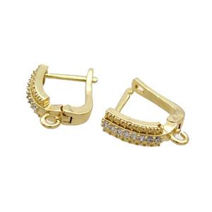 Copper Latchback Earring Pave Zircon Gold Plated, approx 13-15mm [FN33382]