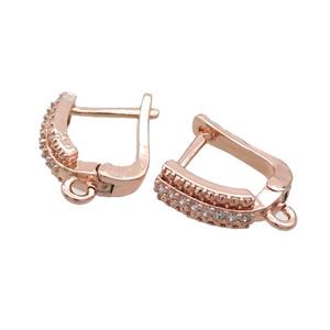 Copper Latchback Earring Pave Zircon Rose Gold, approx 13-15mm [FN33383]