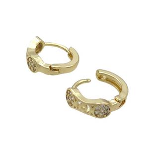 Copper Latchback Earring Pave Zircon Gold Plated, approx 12mm dia [FN33386]