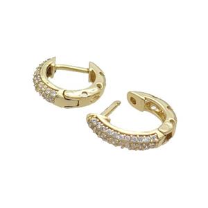 Copper Latchback Earring Pave Zircon Gold Plated, approx 14.5mm dia [FN33389]