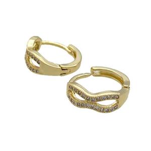 Copper Latchback Earring Pave Zircon Gold Plated, approx 15.5mm dia [FN33390]