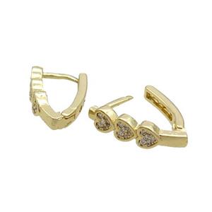 Copper Latchback Earring Pave Zircon Gold Plated, approx 11-18mm [FN33395]