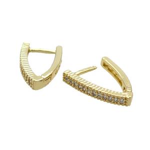 Copper Latchback Earring Pave Zircon Gold Plated, approx 11-17mm [FN33396]