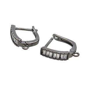 Copper Latchback Earring Pave Zircon Black Plated, approx 13-16mm [FN33400]